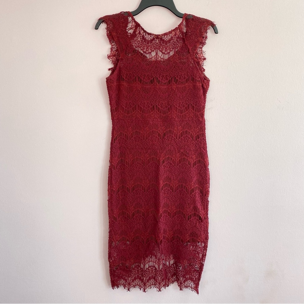 Free People Intimately Red Lace Slip Dress with Lining size small - Picture 8 of 13